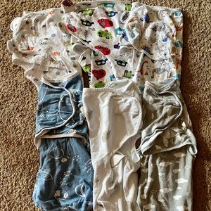 Bundle of 6 0-3month Baby boy Velcro swaddle sacks bundle